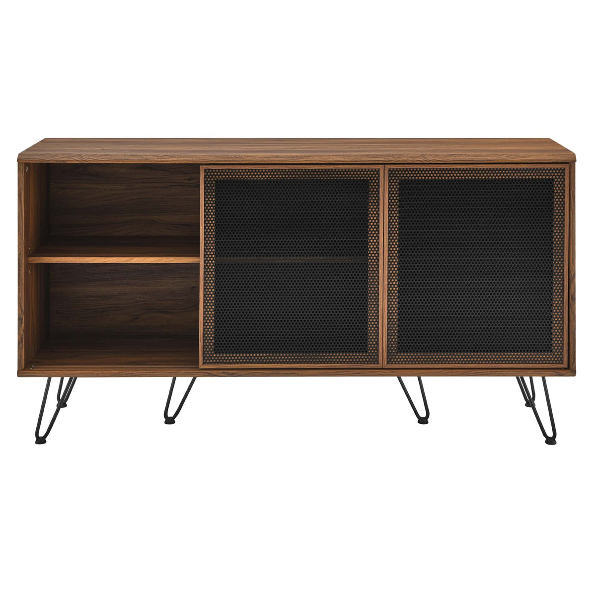 Nomad Sideboard by Modway, wood finish with black perforated mesh doors and hairpin legs on Tampa Home & Garden Store