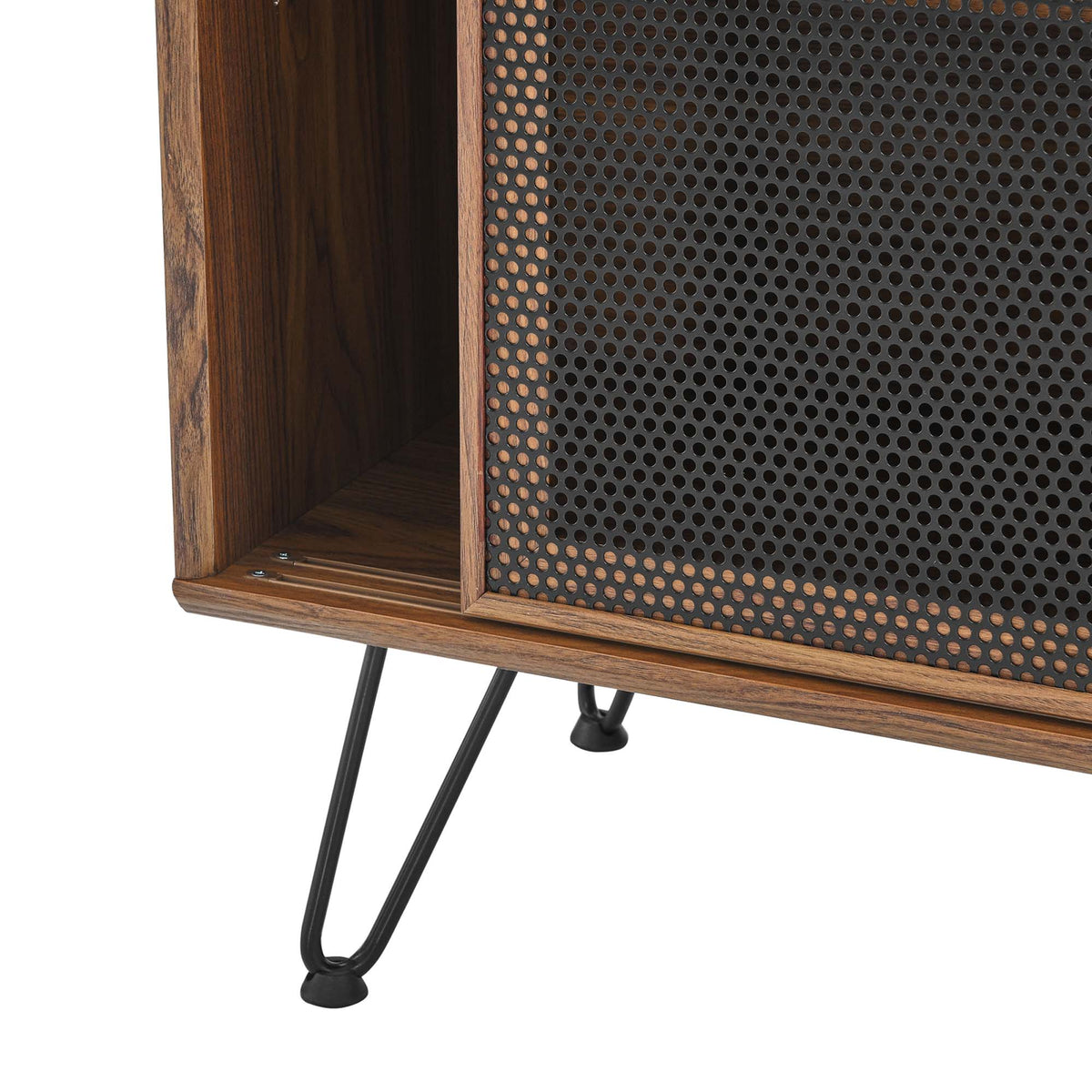 Nomad Sideboard by HouseOfZazla, wood frame with perforated metal front, black hairpin legs on Tampa Home & Garden Store