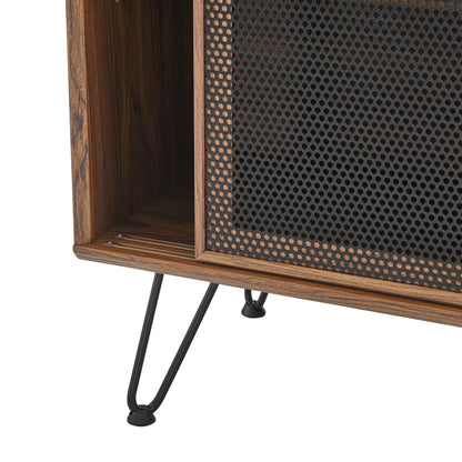Nomad Sideboard by HouseOfZazla, wood frame with perforated metal front, black hairpin legs on Tampa Home & Garden Store