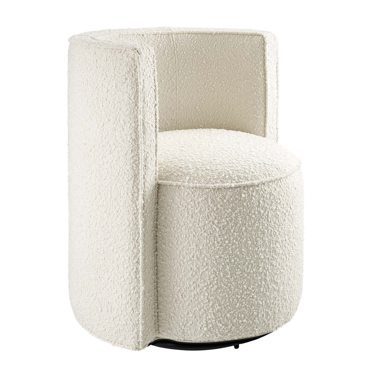 Della Boucle Fabric Swivel Chair by Modway in cream boucle with black swivel base on Tampa Home & Garden Store