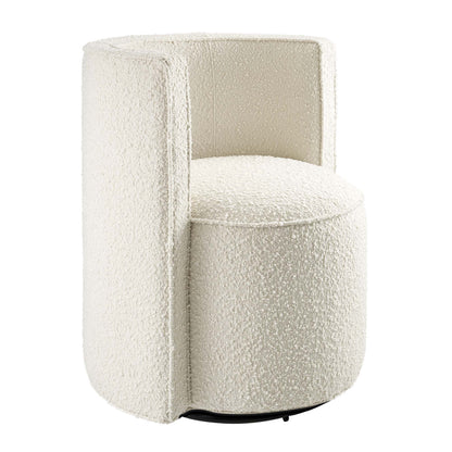 Della Boucle Fabric Swivel Chair by Modway in cream boucle with black swivel base on Tampa Home & Garden Store