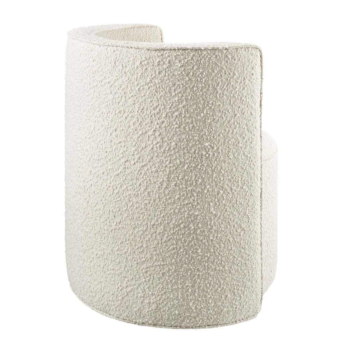 Della Boucle Fabric Swivel Accent Chair in ivory boucle with rounded silhouette on Tampa Home & Garden Store