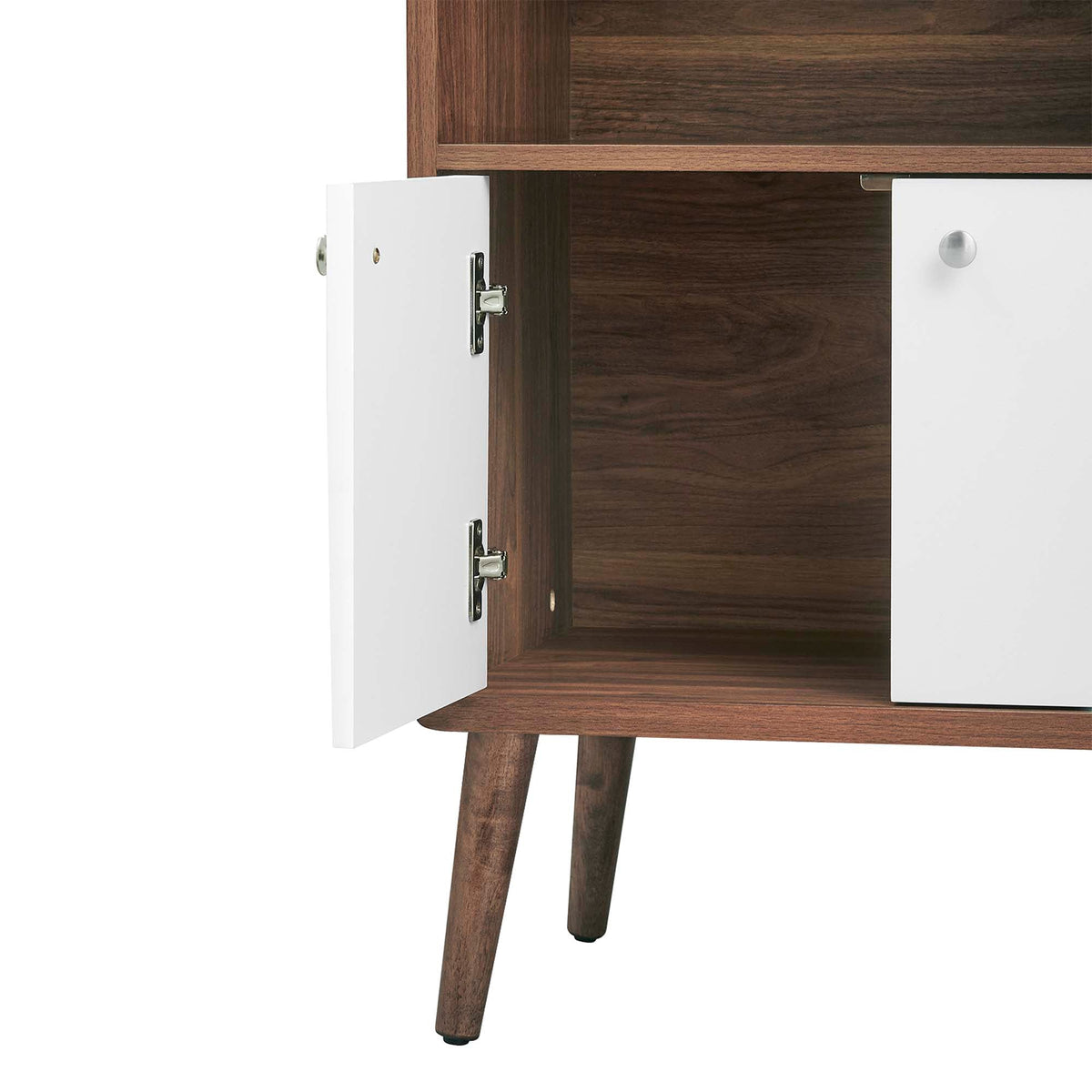 Transmit Display Cabinet Bookshelf by Modway in dark wood with white doors and legs on Tampa Home & Garden Store
