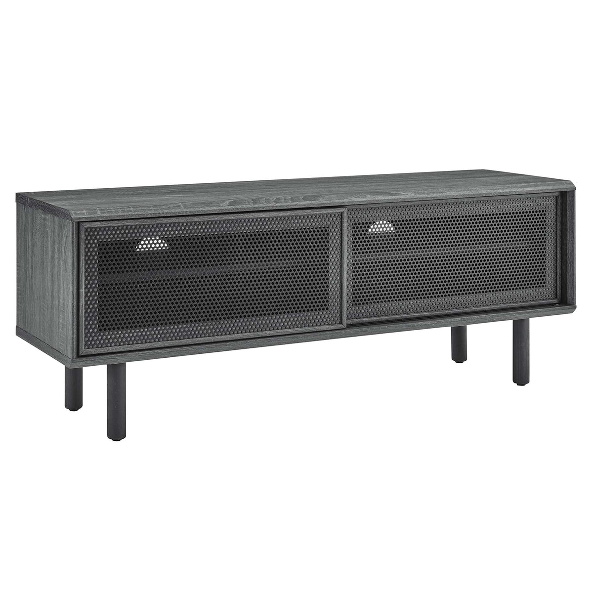 Kurtis TV Stand by Modway in dark wood finish with perforated metal cabinet doors on Tampa Home & Garden Store