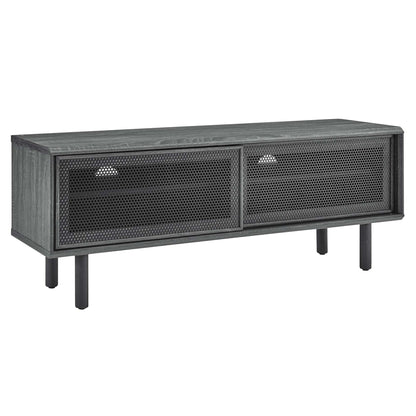 Kurtis TV Stand by Modway in dark wood finish with perforated metal cabinet doors on Tampa Home & Garden Store
