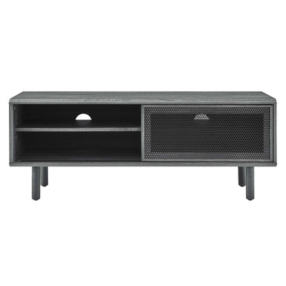 Kurtis TV Stand by Modway in dark wood finish with open shelf and perforated metal drawer front on Tampa Home & Garden Store