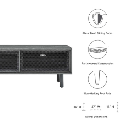 Kurtis TV Stand by Modway with metal mesh sliding doors, wood finish, 2-door, 47W x 14D x 18H on Tampa Home & Garden Store