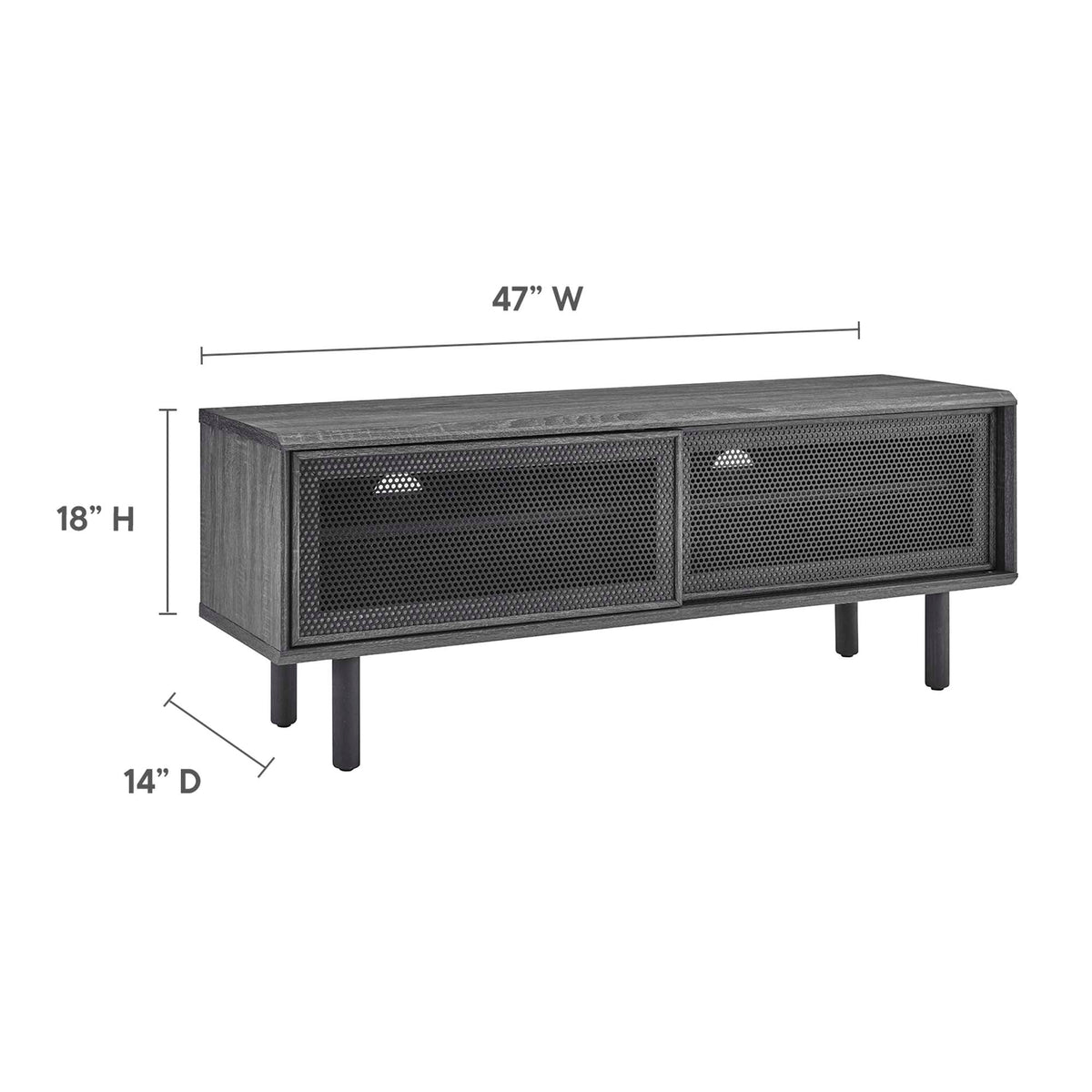 Kurtis TV Stand by Modway, dark wood finish with metal mesh doors, 47W x 18H x 14D on Tampa Home & Garden Store