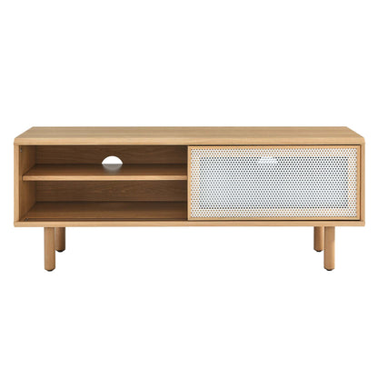 Kurtis TV stand by Modway in oak finish with open shelf and perforated metal panel HouseOfZazla on Tampa Home & Garden Store