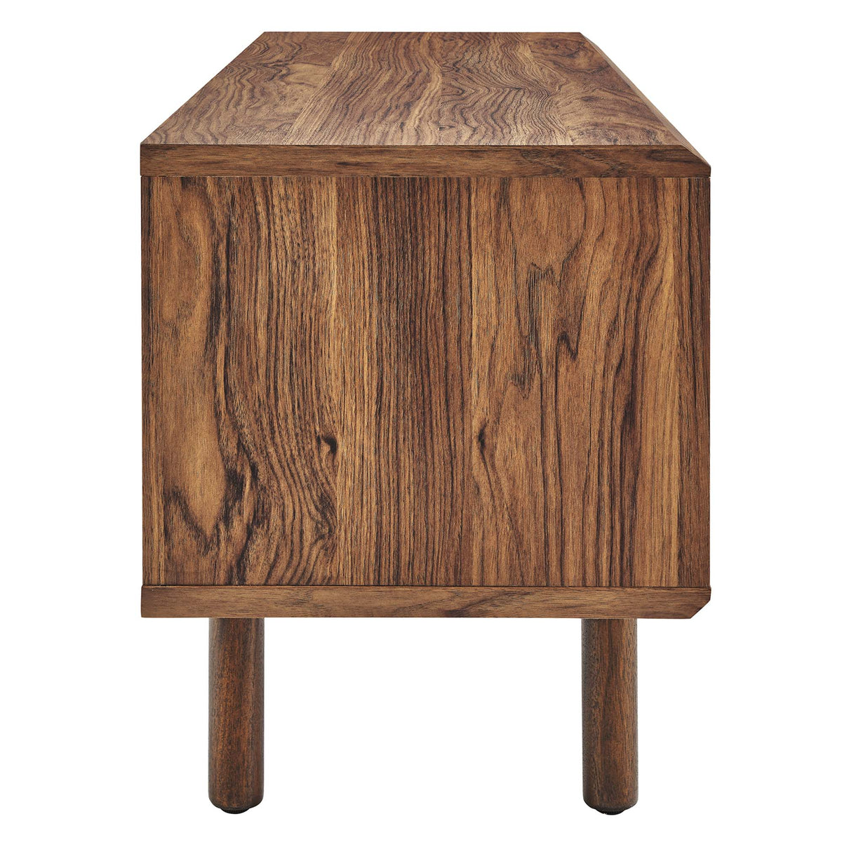 Kurtis TV Stand by Modway in walnut wood grain with two round legs on Tampa Home & Garden Store