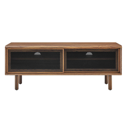 Kurtis TV Stand by Modway, wood finish with black perforated mesh doors, two-door storage on Tampa Home & Garden Store