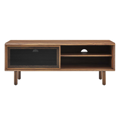 Kurtis TV Stand by Modway in wood finish with black mesh cabinet and open shelves on Tampa Home & Garden Store