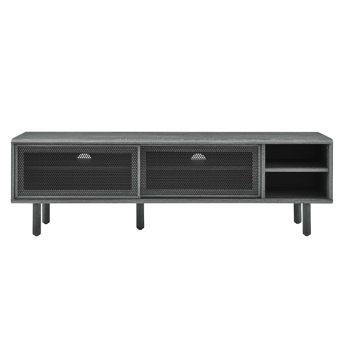 Kurtis TV Stand by Modway in dark gray wood with metal mesh doors on Tampa Home & Garden Store