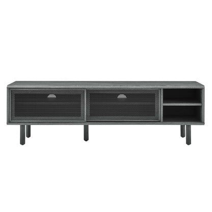 Kurtis TV Stand by Modway in dark gray wood with metal mesh doors on Tampa Home & Garden Store
