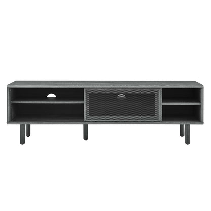Kurtis TV Stand by Modway in dark gray wood finish with central metal mesh door and open shelves on Tampa Home & Garden Store