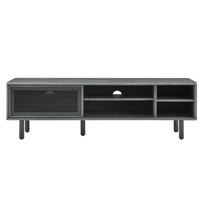 Kurtis TV Stand by Modway in dark gray wood finish with metal mesh door and open shelves on Tampa Home & Garden Store