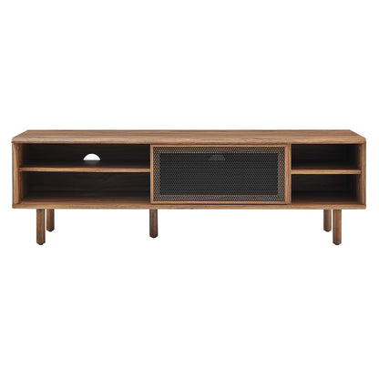 Kurtis TV stand by Modway in warm wood finish with a black metal mesh center panel on Tampa Home & Garden Store