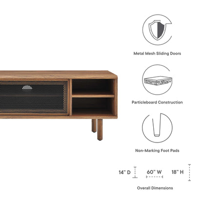 Kurtis TV Stand by Modway in wood finish with black metal mesh doors for living room on Tampa Home & Garden Store