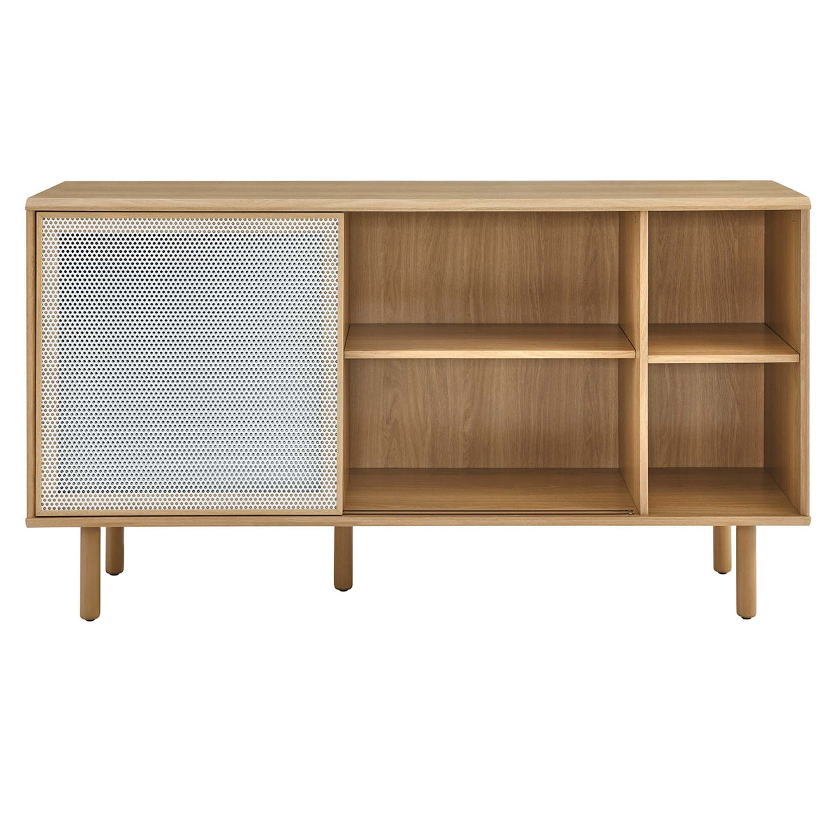 Kurtis 59in Sideboard natural wood storage with perforated metal panel door HouseOfZazla on Tampa Home & Garden Store