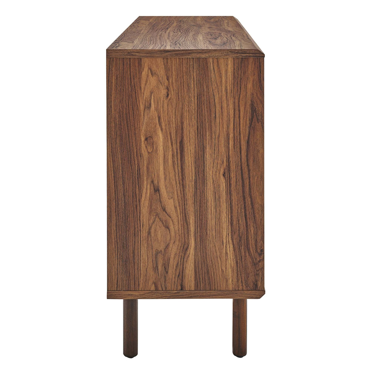 Kurtis 59in sideboard in warm woodgrain veneer with vertical panels and slim legs on Tampa Home & Garden Store