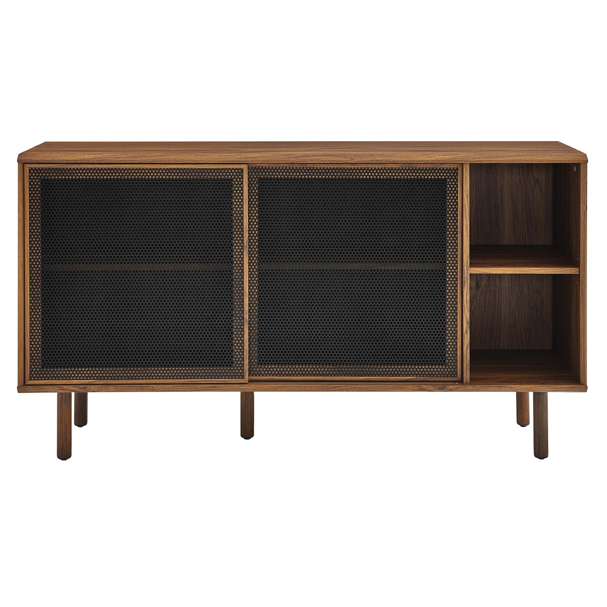 Kurtis 59-inch Sideboard by HouseOfZazla, oak finish with perforated metal doors on Tampa Home & Garden Store