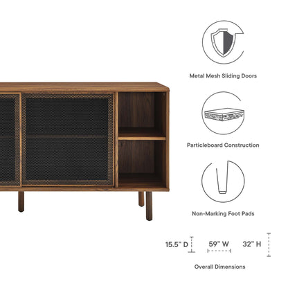 Kurtis 59in sideboard wood top with black metal mesh doors HouseOfZazla Buffets & Sideboards on Tampa Home & Garden Store