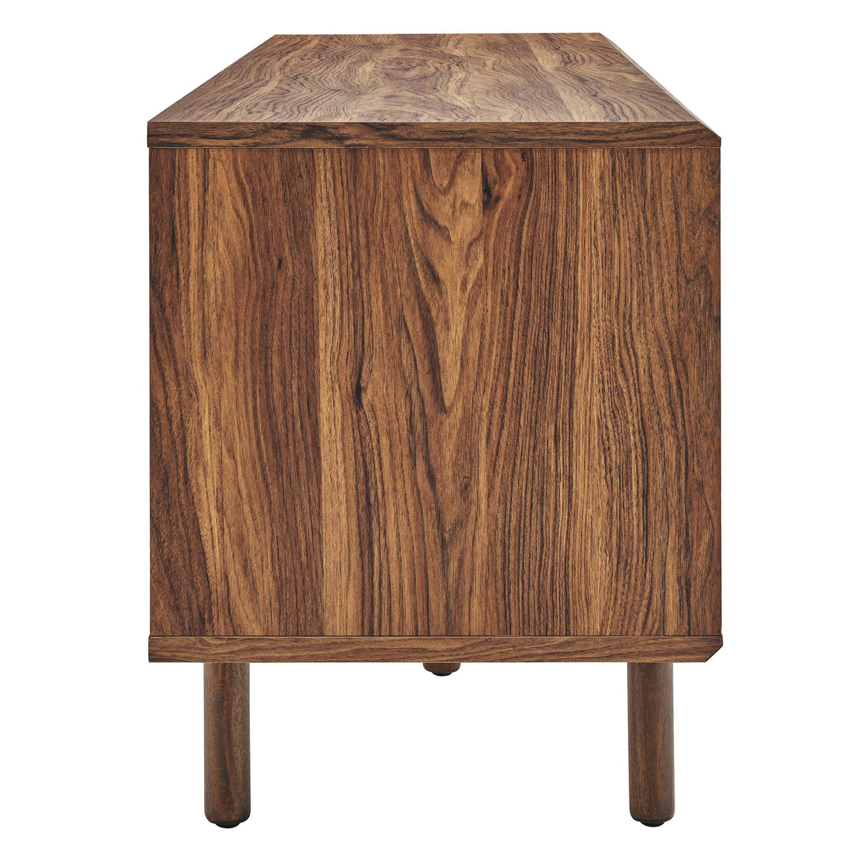 Kurtis 67in TV and Vinyl Record Stand wooden living room cabinet with warm walnut grain finish on Tampa Home & Garden Store