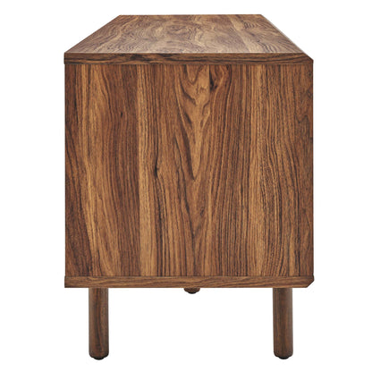 Kurtis 67in TV and Vinyl Record Stand wooden living room cabinet with warm walnut grain finish on Tampa Home & Garden Store