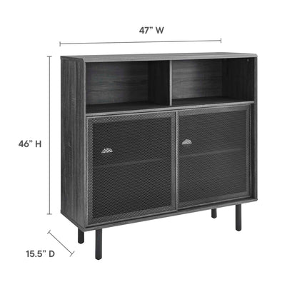 Kurtis 47in display cabinet by Modway, dark wood with cubbies and mesh doors, 46in tall on Tampa Home & Garden Store