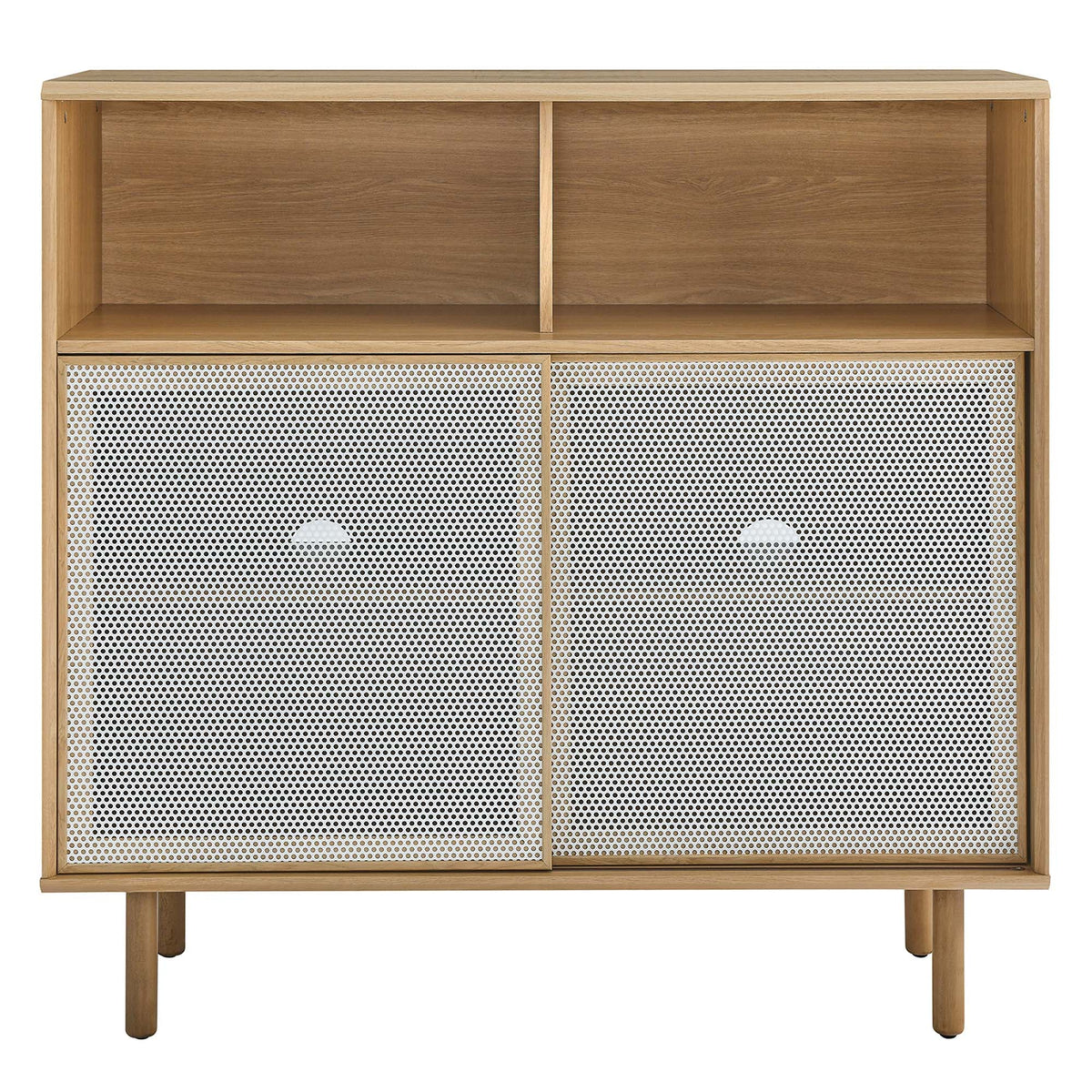 Kurtis 47in display cabinet by Modway, wooden sideboard with open shelves and perforated doors on Tampa Home & Garden Store