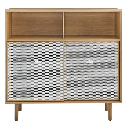 Kurtis 47in display cabinet by Modway, wooden sideboard with open shelves and perforated doors on Tampa Home & Garden Store