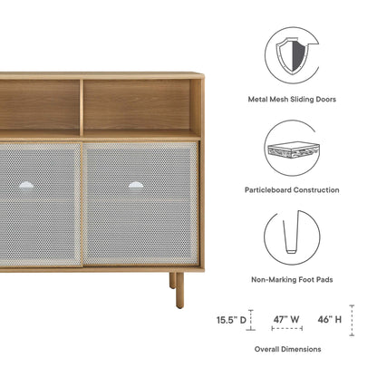 Kurtis 47in display cabinet in natural wood with metal mesh doors by HouseOfZazla on Tampa Home & Garden Store