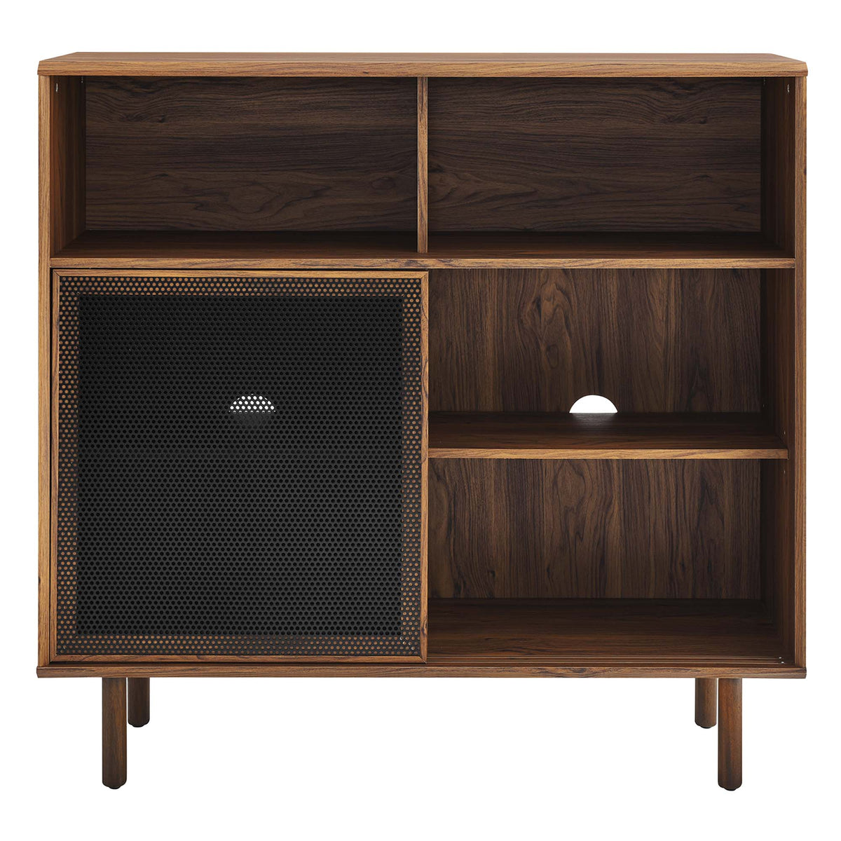 Kurtis 47in display cabinet in walnut wood with mesh front by HouseOfZazla on Tampa Home & Garden Store