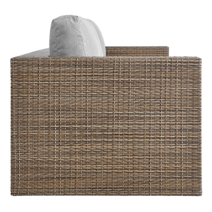 Convene Outdoor Patio Sofa by Modway, brown wicker frame with light gray cushions on Tampa Home & Garden Store
