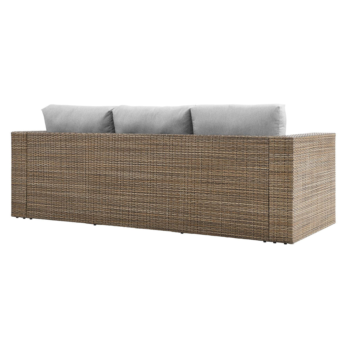 Convene Outdoor Patio Sofa by Modway, brown wicker frame with gray cushions on Tampa Home & Garden Store