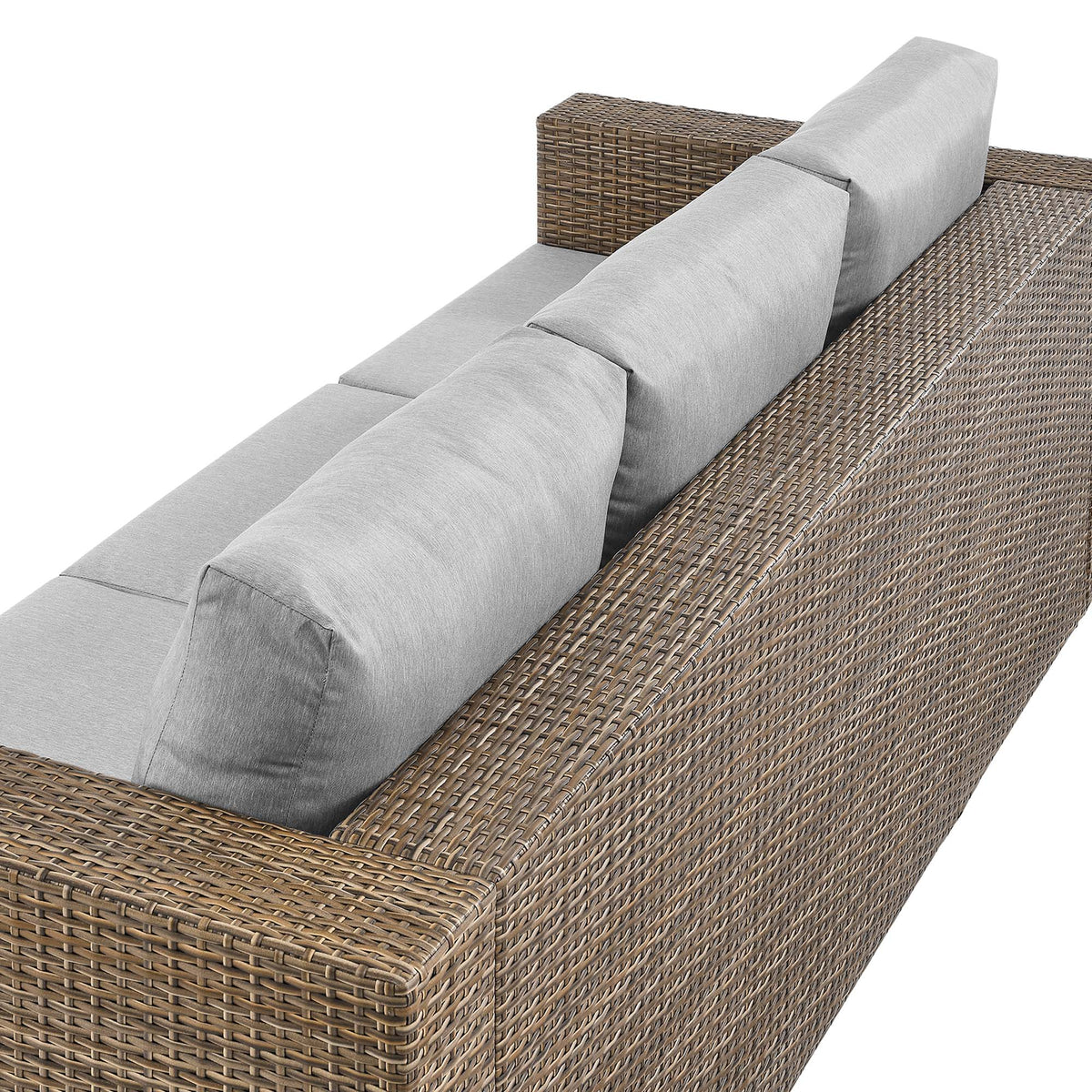 Convene outdoor patio sofa by Modway with gray cushions and brown wicker frame on Tampa Home & Garden Store