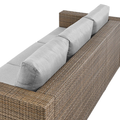 Convene outdoor patio sofa by Modway with gray cushions and brown wicker frame on Tampa Home & Garden Store