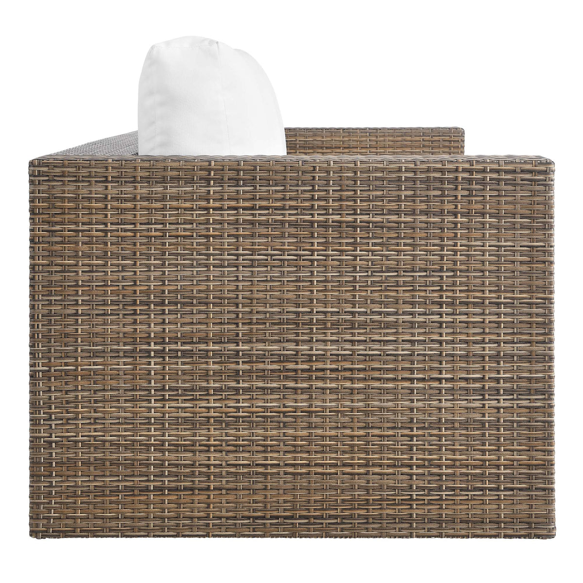 Convene outdoor patio sofa by Modway, brown wicker sectional with white cushion on Tampa Home & Garden Store