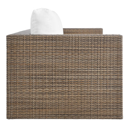 Convene outdoor patio sofa by Modway, brown wicker sectional with white cushion on Tampa Home & Garden Store
