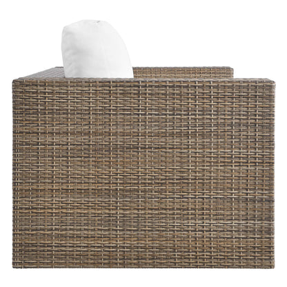 Convene outdoor patio loveseat in brown wicker with white cushion by Modway on Tampa Home & Garden Store