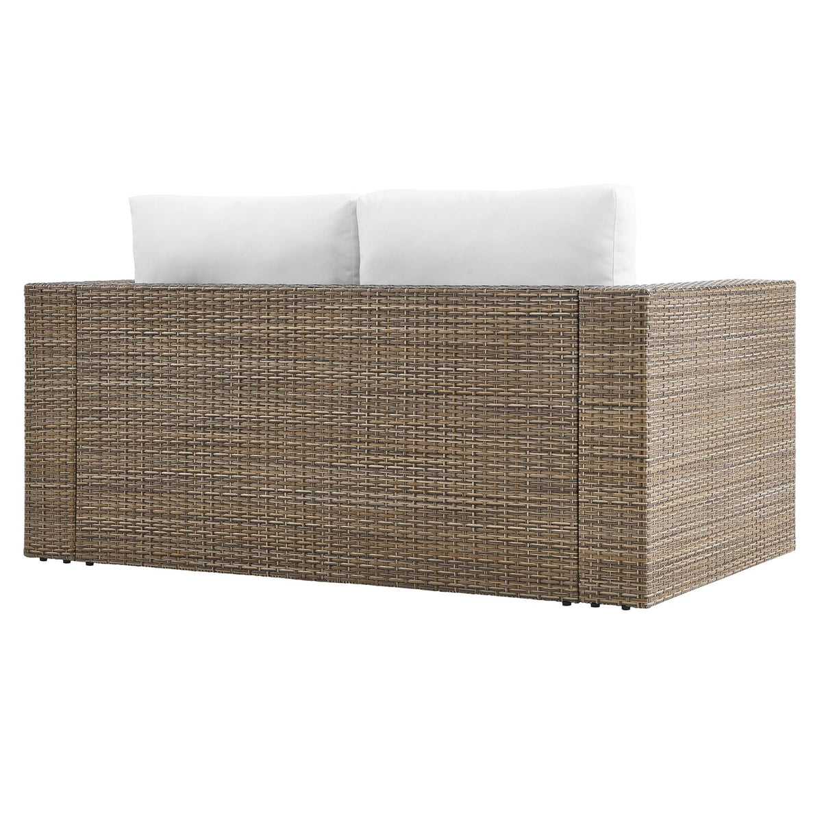 Convene outdoor patio loveseat, wicker rattan frame with white cushions, Modway HouseOfZazla on Tampa Home & Garden Store