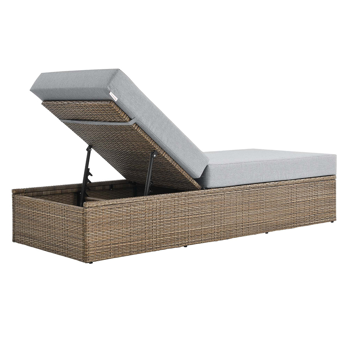 Convene outdoor chaise lounge chair with grey cushions on a woven wicker base by Modway on Tampa Home & Garden Store