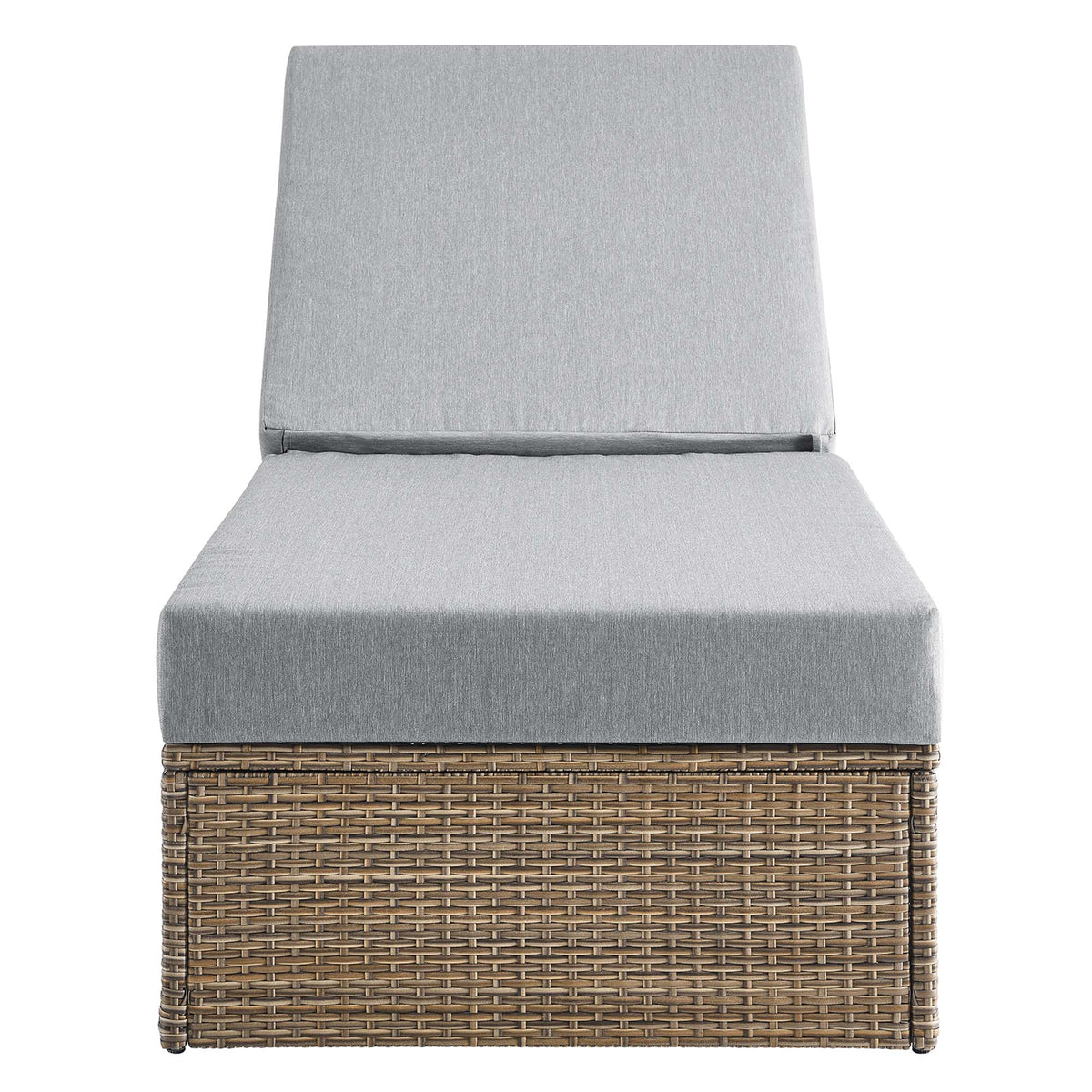 Convene outdoor chaise lounge chair with gray cushion and woven wicker base by HouseOfZazla on Tampa Home & Garden Store