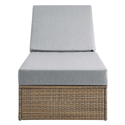 Convene outdoor chaise lounge chair with gray cushion and woven wicker base by HouseOfZazla on Tampa Home & Garden Store