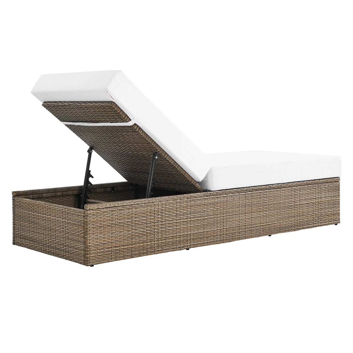 Convene Outdoor Patio Chaise Lounge Chair by Modway, brown wicker base with white cushions on Tampa Home & Garden Store
