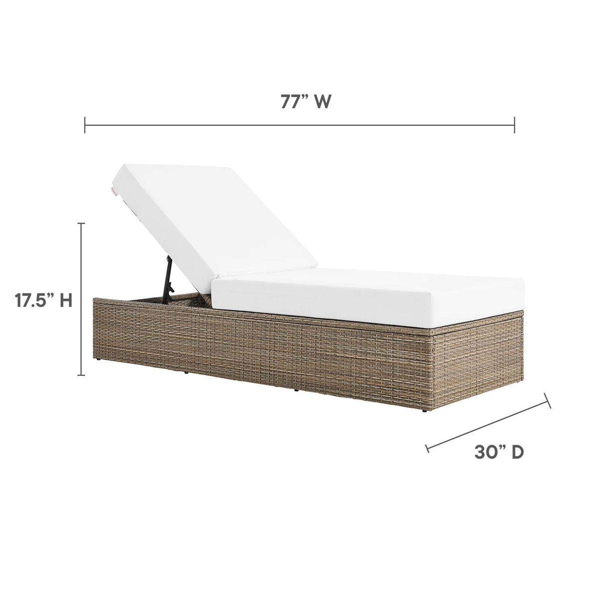 Convene Outdoor Patio Chaise Lounge Chair white cushioned wicker base by Modway HouseOfZazla 77W on Tampa Home & Garden Store