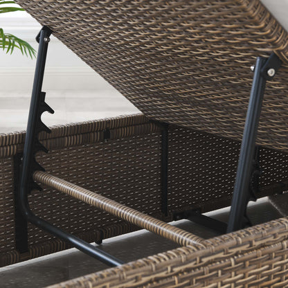 Convene outdoor chaise lounge chair in brown woven wicker with black metal frame by Modway on Tampa Home & Garden Store