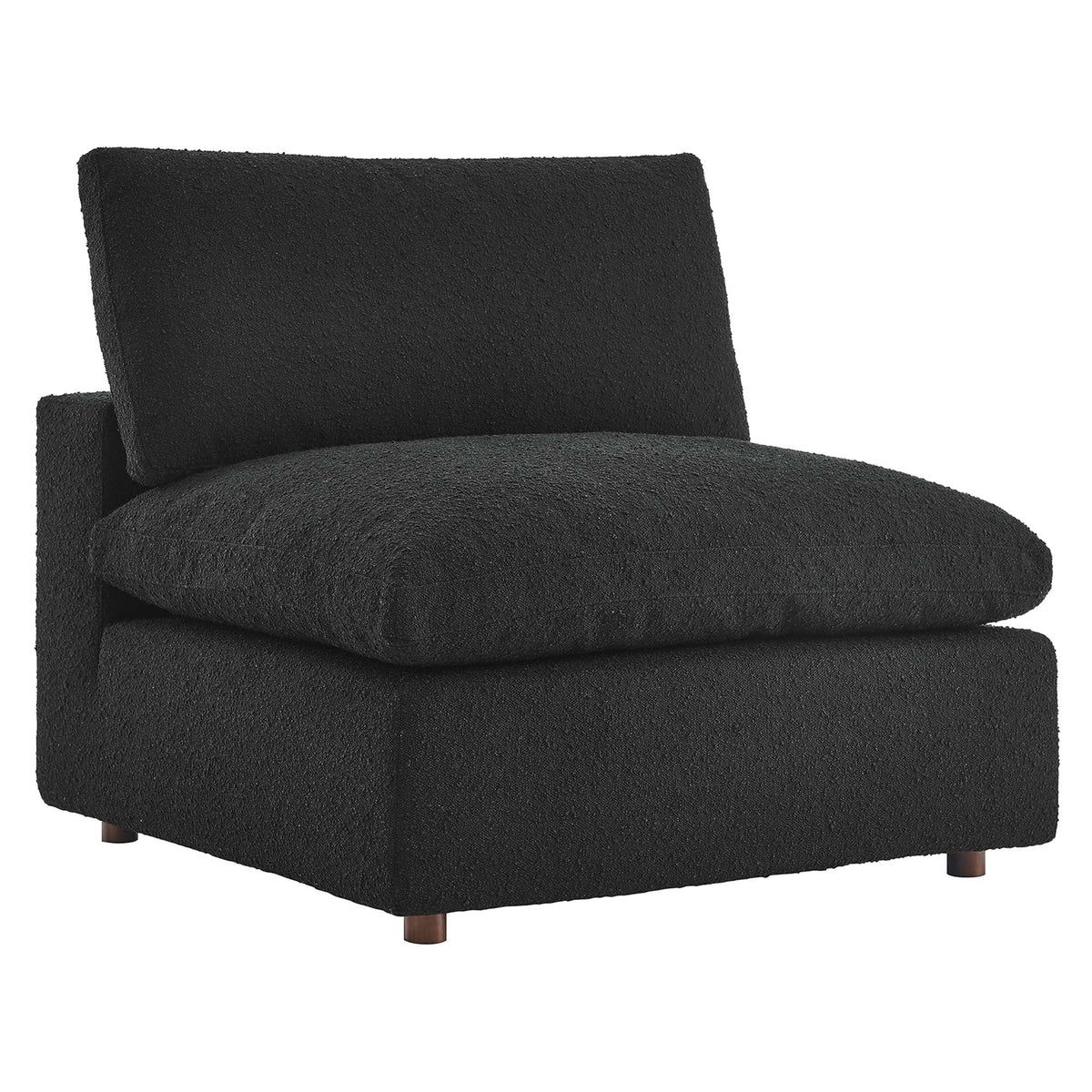 Commix down-filled overstuffed boucle armless chair in black with wood legs by Modway on Tampa Home & Garden Store