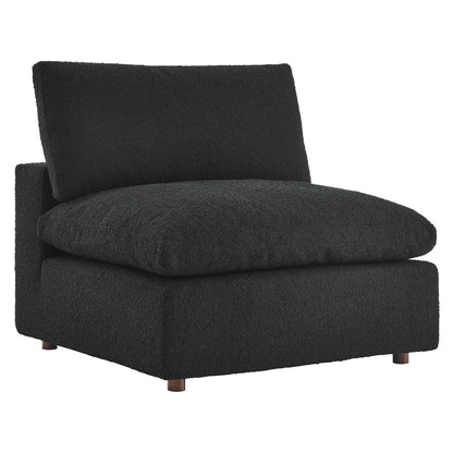 Commix down-filled overstuffed boucle armless chair in black with wood legs by Modway on Tampa Home & Garden Store