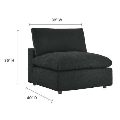 Armless Commix bouclé chair with down-filled cushion in black fabric by Modway on Tampa Home & Garden Store